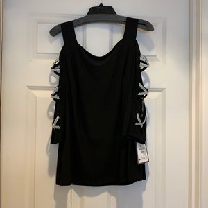 MSK Black cold shoulder open sleeve top